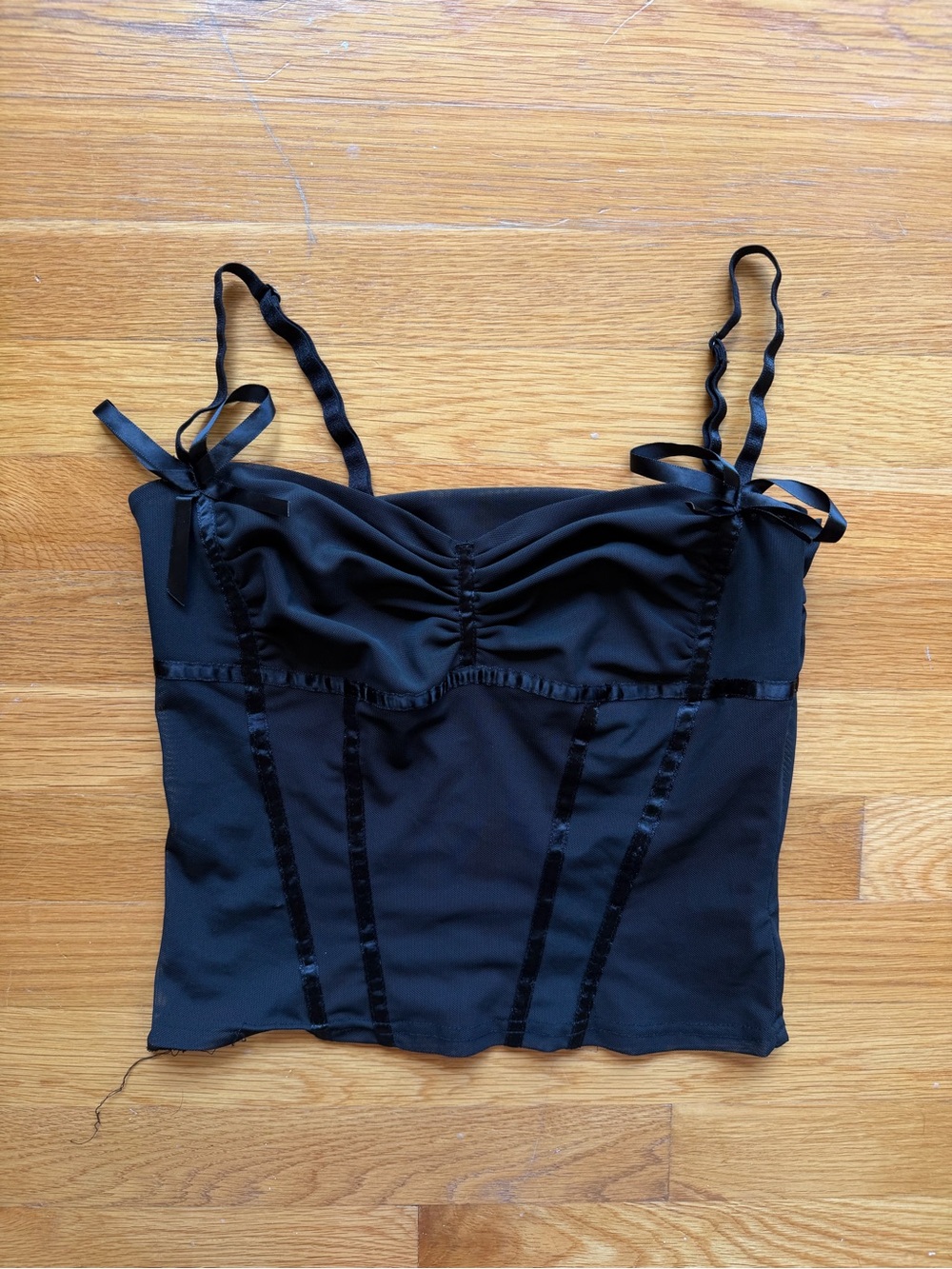 Lionsess Black Satin Corset Tank Top – Size Small